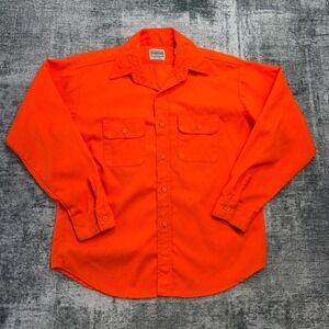 VTG Five Brother Shirt Men Large Blaze Orange Acrylic Flannel Hunting Visibility